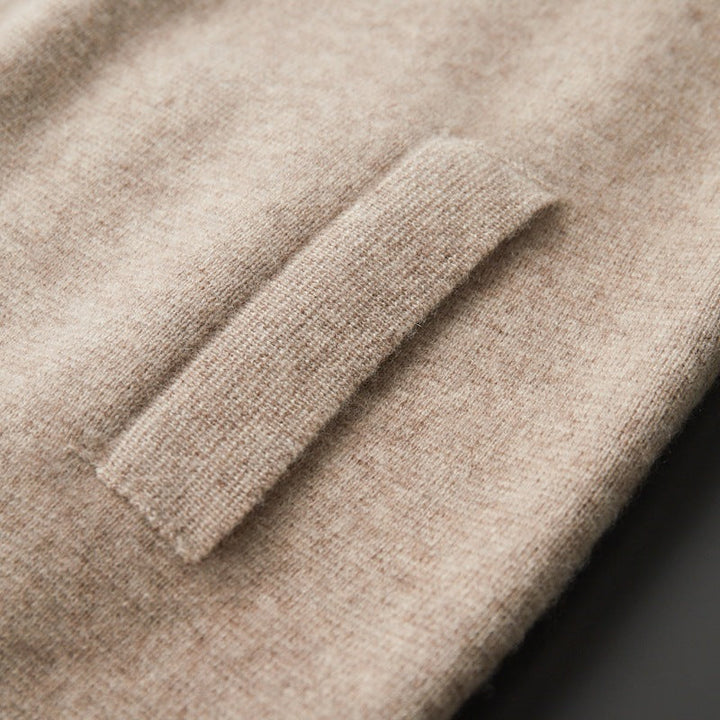 Back view of the Men's Merino Wool Zip-Up Jacket, showcasing its simple, elegant design