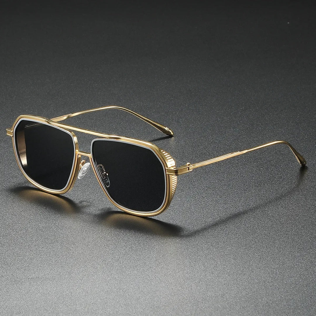 Fashionable men's square-lens aviator sunglasses, modern eyewear perfect for everyday wear.