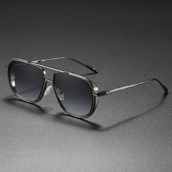 Alloy frame men's aviator sunglasses, glossy finish and square lenses for a modern, stylish appeal.