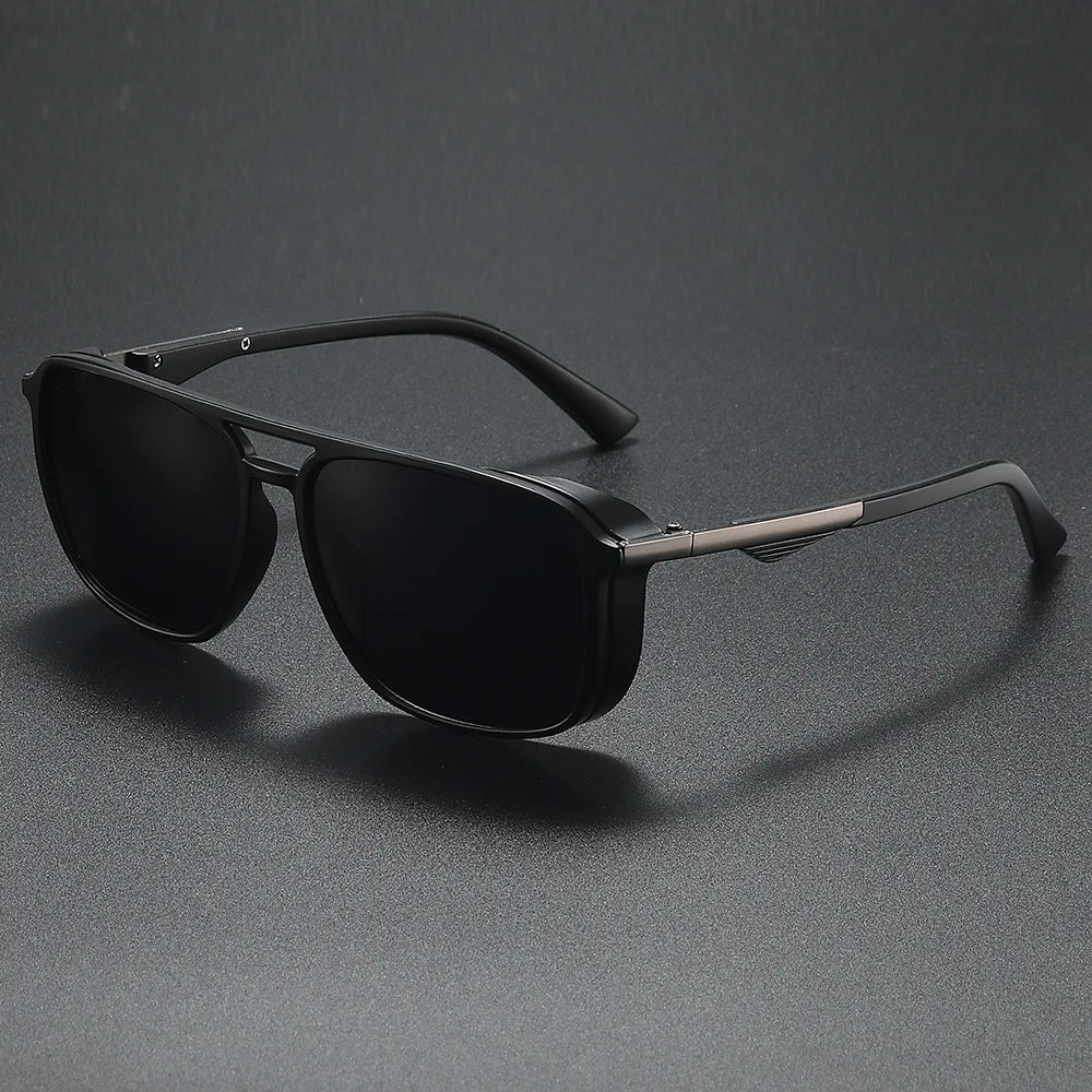 Midnight blue men's aviator sunglasses, featuring UV400 protective lenses and a contemporary metal frame.