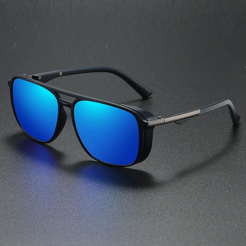 Stylish men's aviator sunglasses with UV400 protection, reflecting a modern design & quality eyewear.