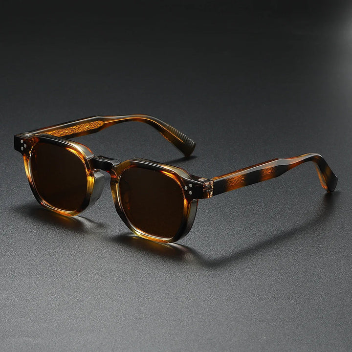 Black acetate men's block frame sunglasses, providing complete UV400 sun protection