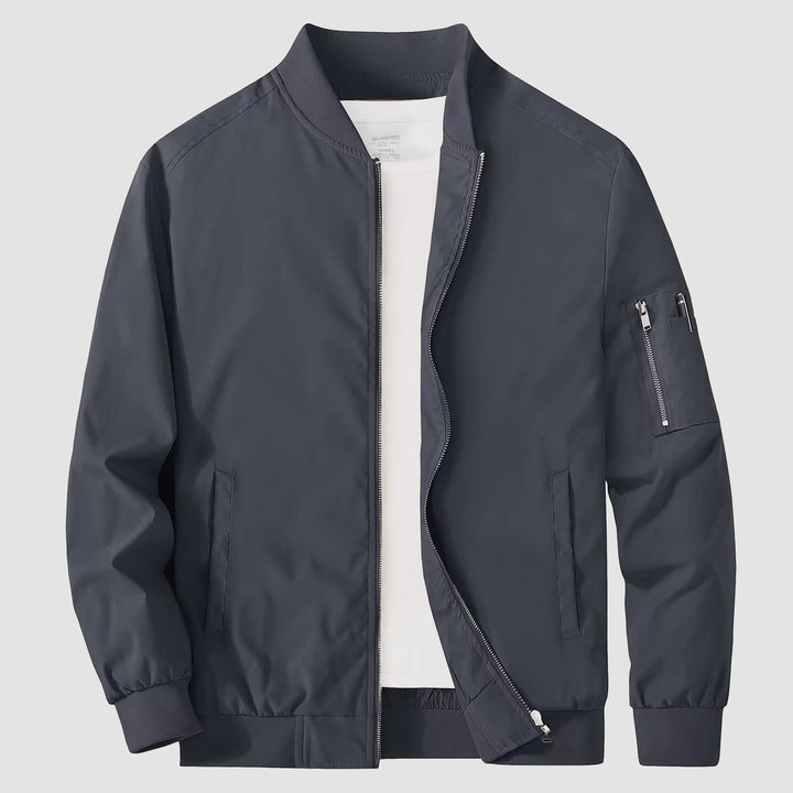 Interior lining of a men's bomber jacket, demonstrating thoughtful design and comfort