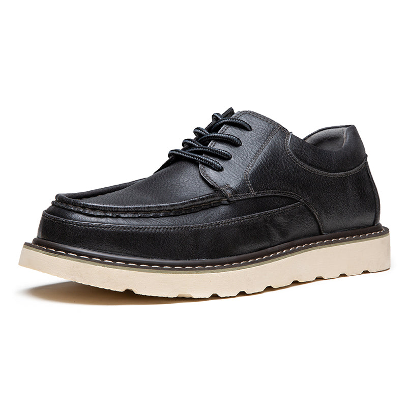 Three-quarter view of stylish men's modern casual brown boots, versatile footwear option