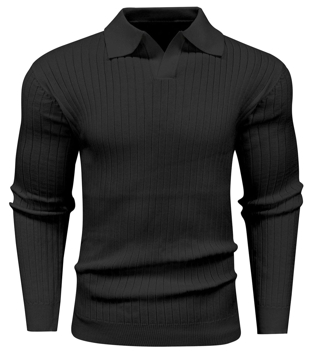 Men's long sleeve knit polo in a modern fit, ideal for diverse occasions