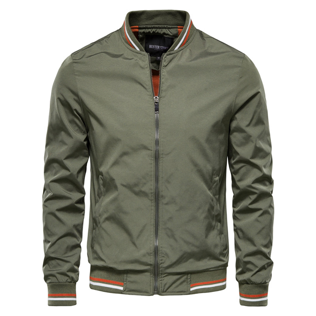 Men's Modern Fit Streetwear Bomber Jacket in black, showcasing a sleek, urban fashion style.
