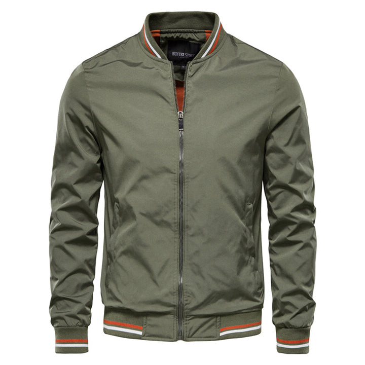 Men's Modern Fit Streetwear Bomber Jacket in black, showcasing a sleek, urban fashion style.