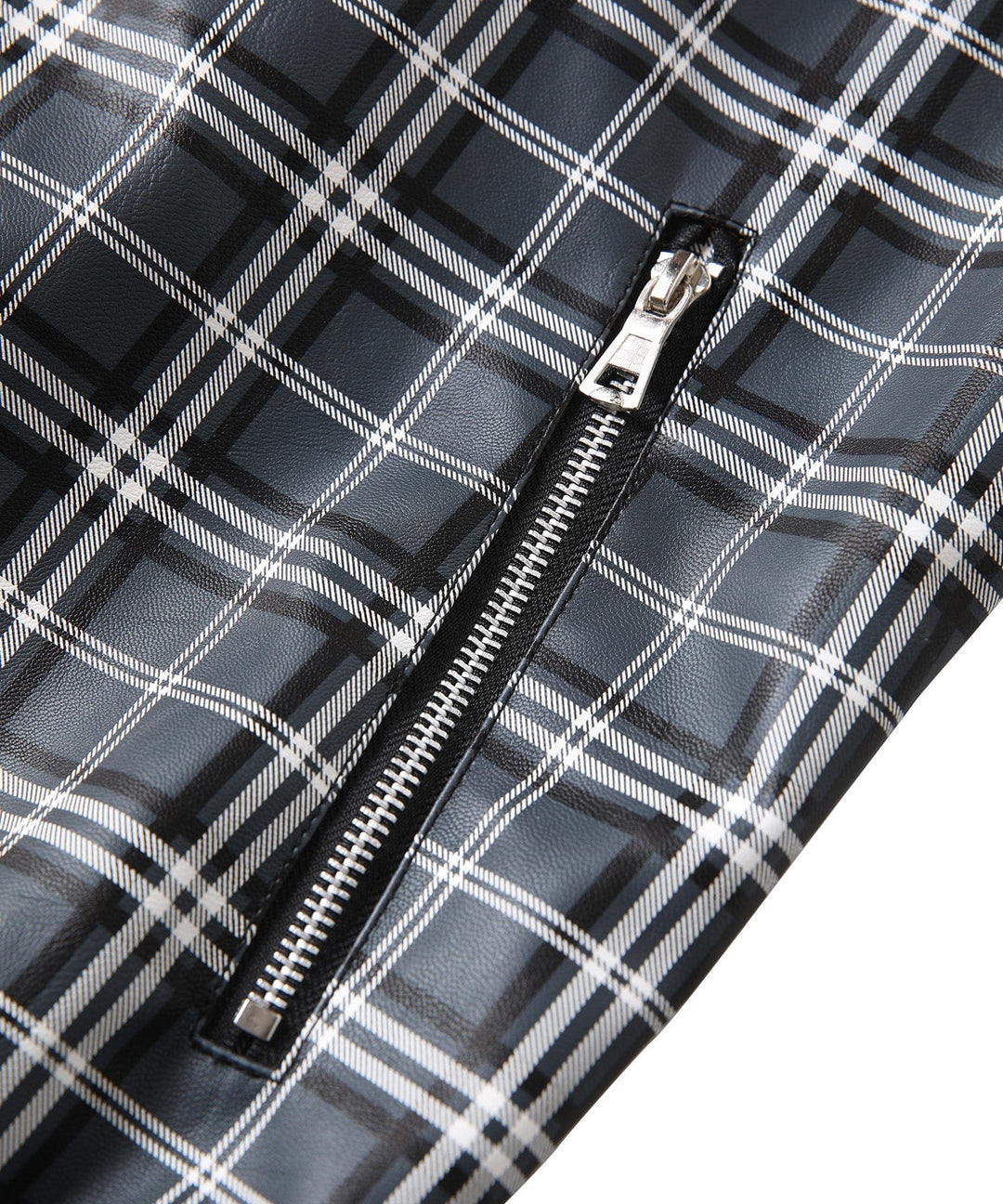 Man wearing a Black & Grey Plaid Gridlock Jacket, showcasing its modern fit and style