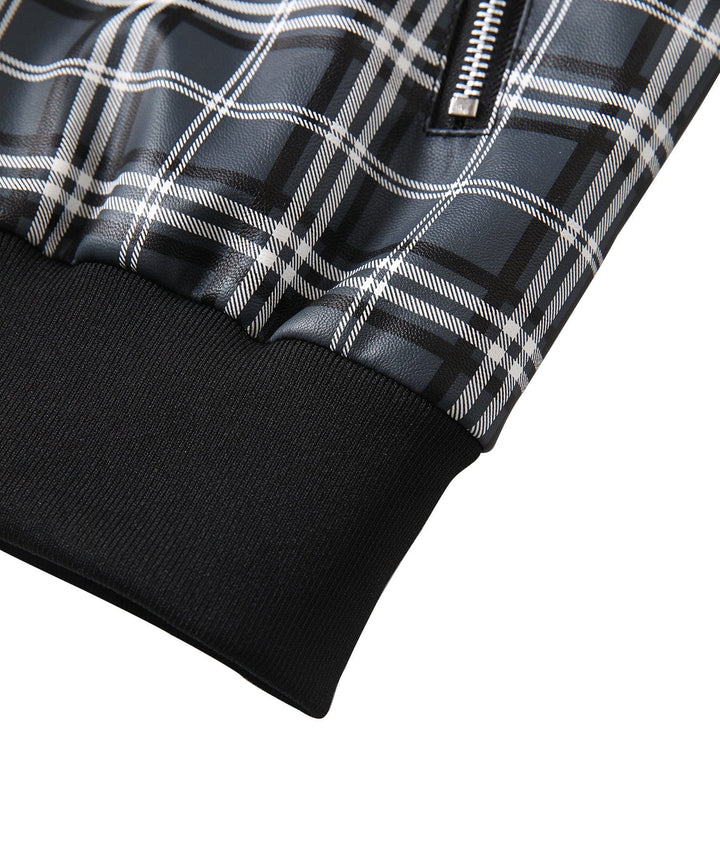 Men's casual gridlock plaid jacket, black & grey, ideal for modern outerwear fashion