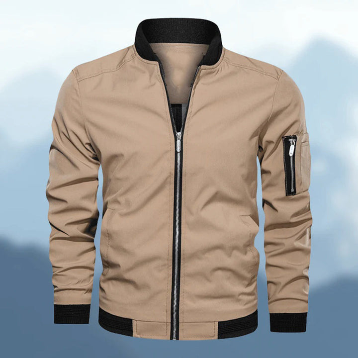 Casual men's outerwear, slim fit bomber, grey, perfect for spring, close up texture