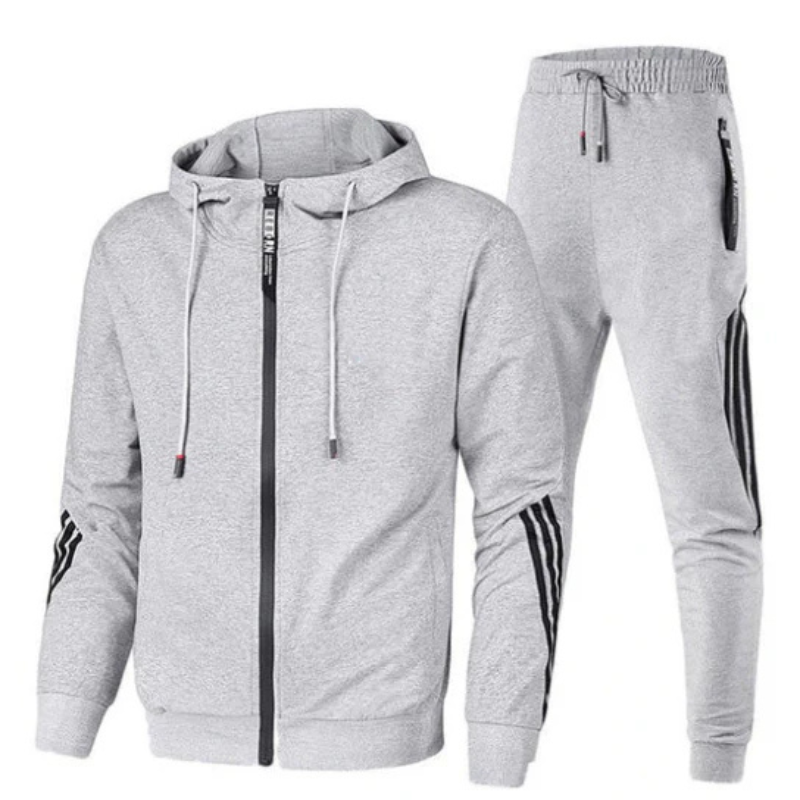 Men's Modern Streetwear Hoodie and Jogger Set in black, perfect for casual wear and athletic activities.