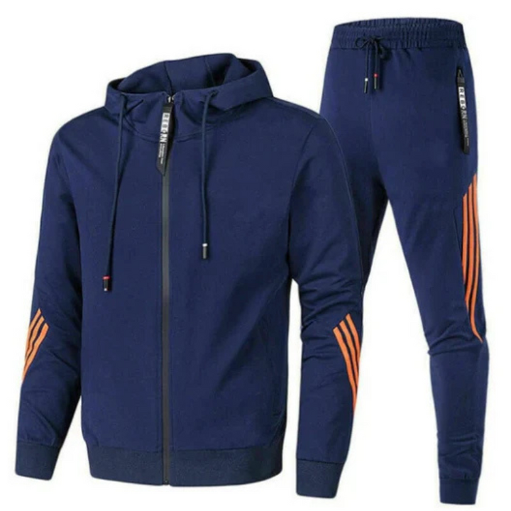 Comfortable men's two-piece hoodie and jogger set in a stylish modern streetwear design.