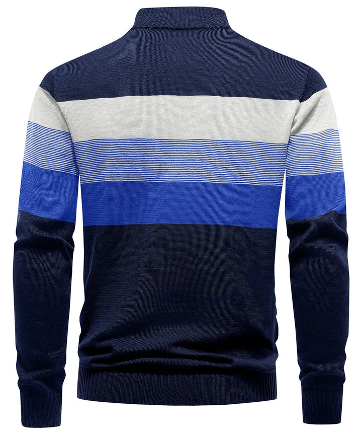 Men's versatile striped knitwear, an essential long sleeve sweater for cold weather