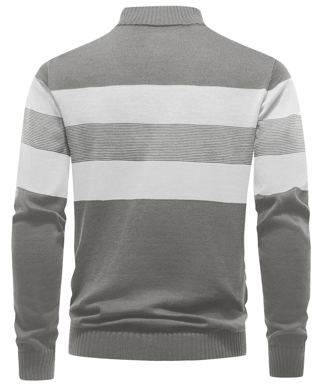 Fashionable men's striped pullover sweater, offering warmth and a modern aesthetic