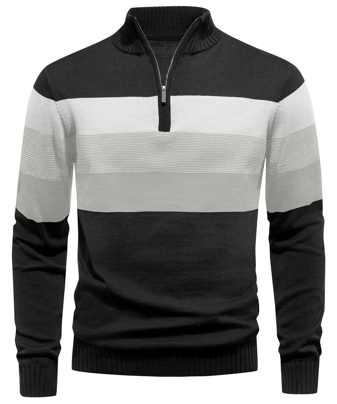 Stylish men's striped crew neck sweater in a classic fit, perfect for winter fashion
