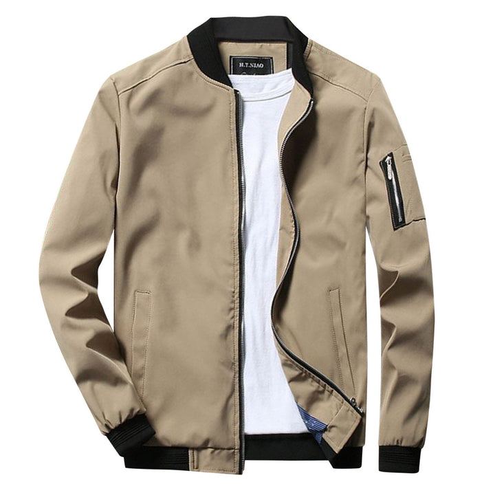 Stylish fall jacket for men, featuring a convenient zipper front and modern fit.