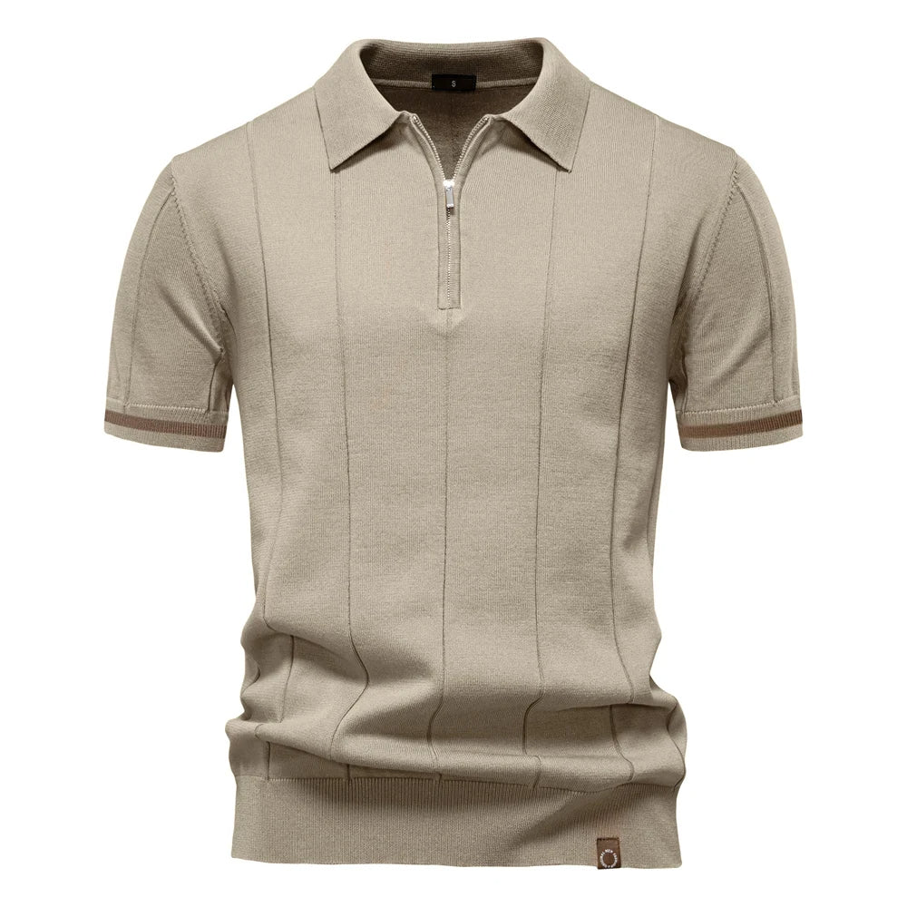 Soft-touch men's quarter-zip polo shirt, a comfortable & stylish casual top.
