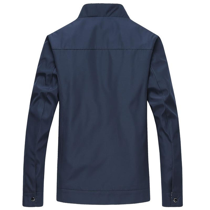 Men's navy and black plaid cotton jacket, a stylish and comfortable spring outerwear.