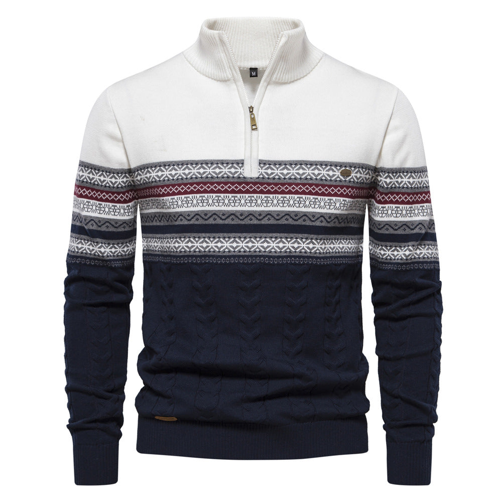 Fashionable men's Nordic half-zip pullover, a versatile top for autumn and winter