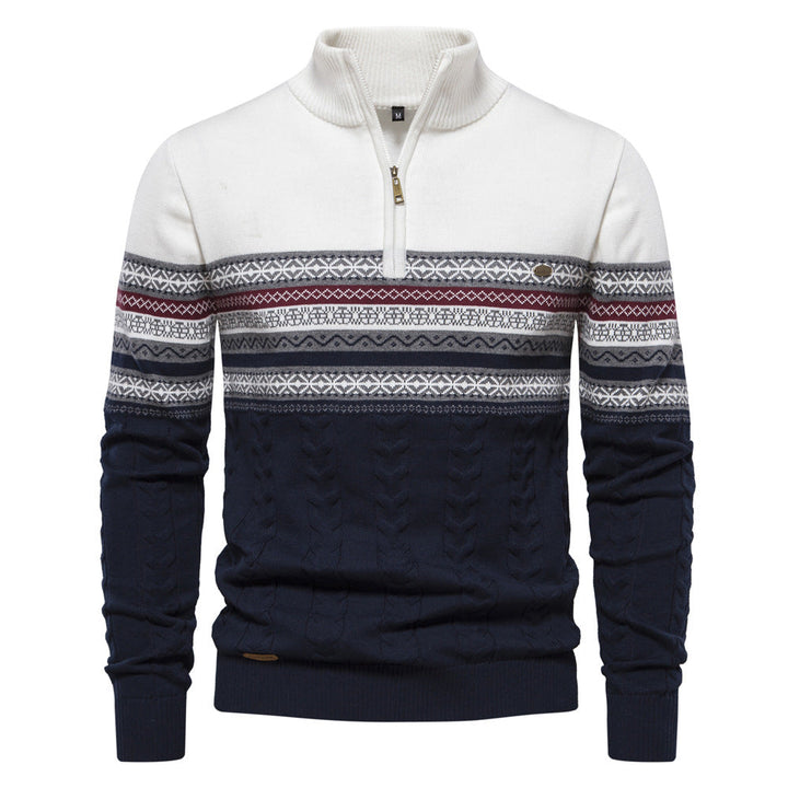 Fashionable men's Nordic half-zip pullover, a versatile top for autumn and winter