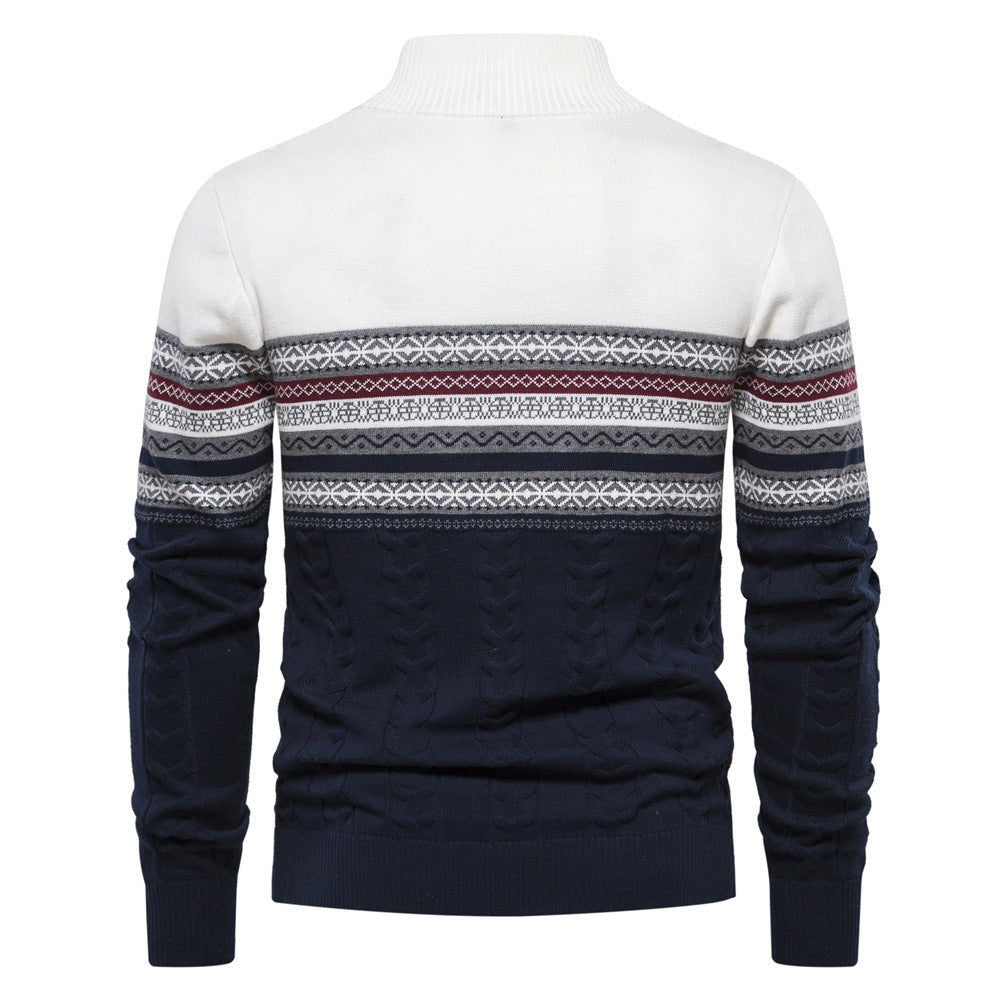 Men's casual half-zip pullover sweater, Nordic inspired, great for everyday winter wear