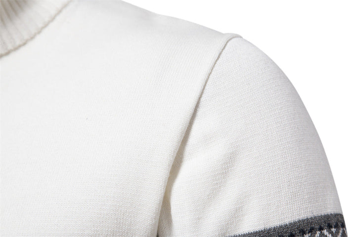 Men's warm and classic half-zip pullover sweater, Nordic pattern, cotton blend