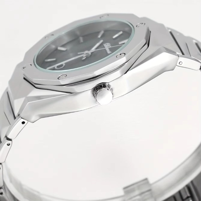 Men's octagonal stainless steel watch, perfect blend of dress and fashion, with luminous features