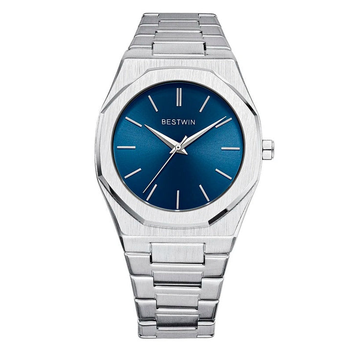 Men's stainless steel octagonal watch in a gift box, perfect for a special occasion