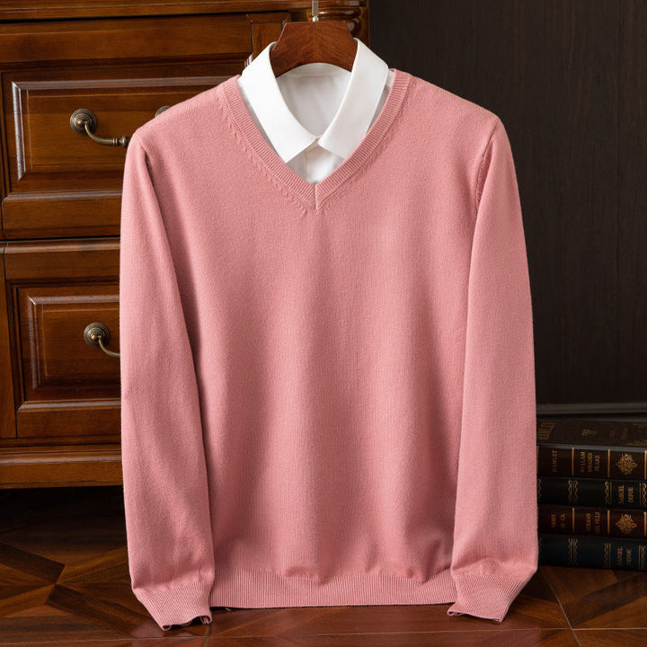 Classic black men's Olympia V-neck sweater. A versatile pullover for casual or smart-casual occasions.