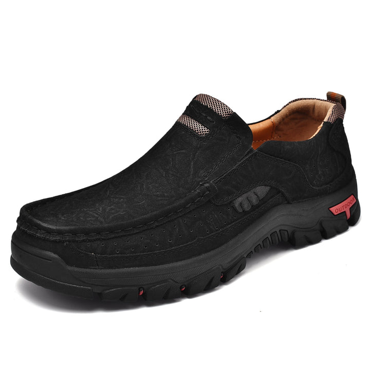 Black orthopedic men's boots, comfortable for all seasons, versatile and posture-correcting.
