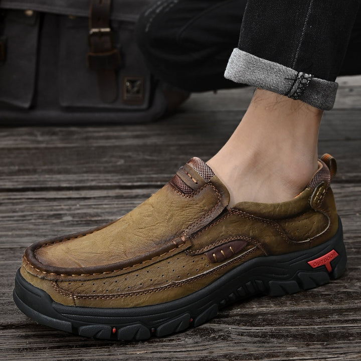 Khaki orthopedic men's boots, comfortable, providing a strong foundation for good posture.