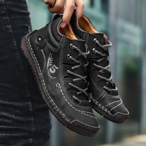 Men's large size orthopedic shoes, breathable leather, casual outdoor style, slip-resistant