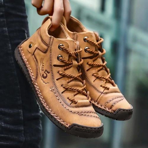 Orthopedic men's casual shoes, large sizes, breathable leather for outdoor comfort and grip