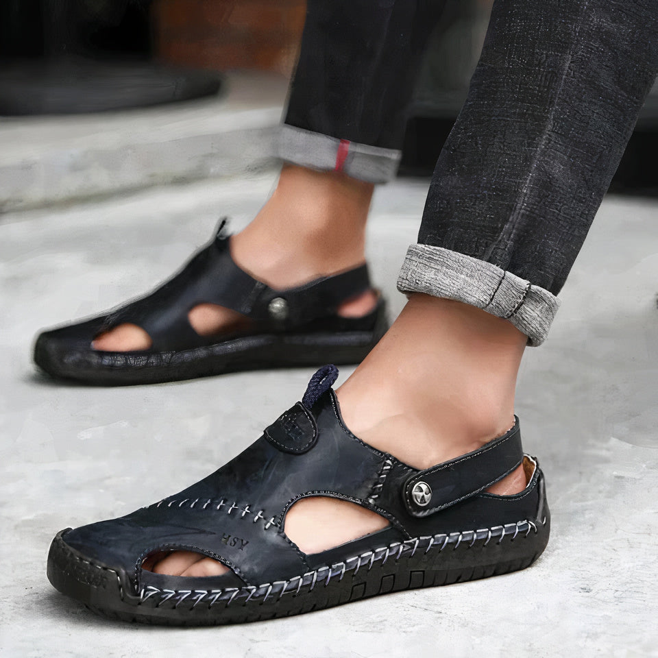 Adjustable men's comfort sandals with superior foot support, perfect for long walks & orthopedic relief.