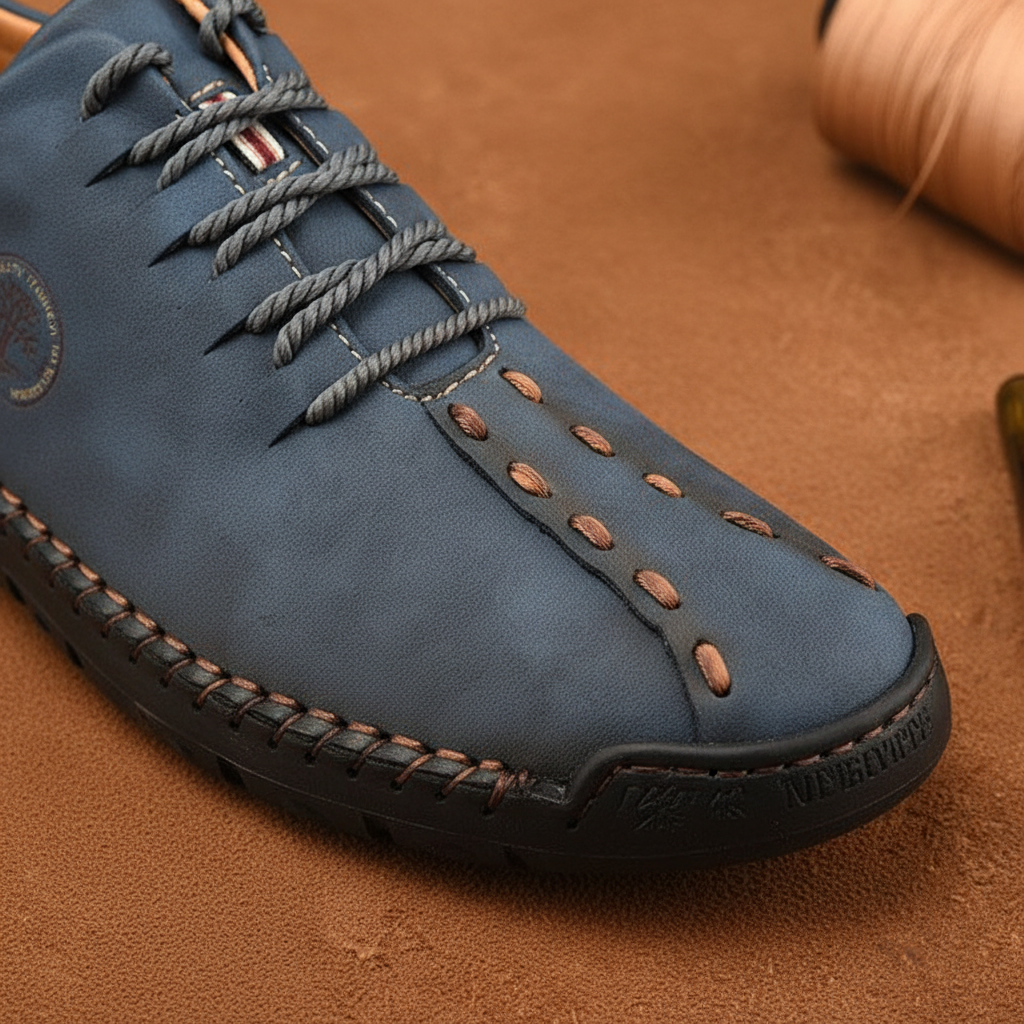 Durable men's leather orthopedic sneakers, offering superior comfort and all-day foot support.