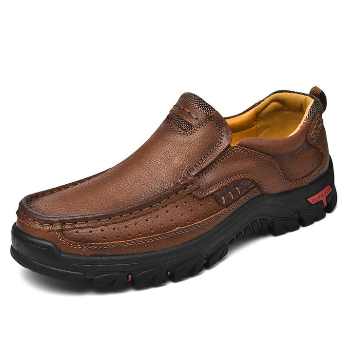 Men's Orthopedic Comfort Transition Boots, black leather, side view, offering foot support & pain relief
