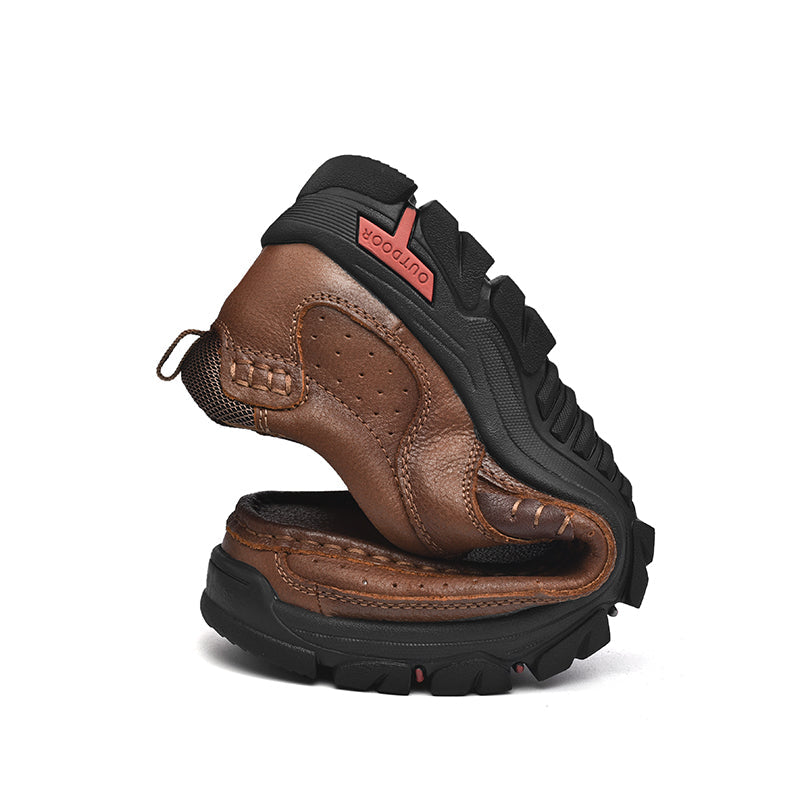 Close up of the slip-resistant sole of Men's Orthopedic Comfort Transition Boots, crucial for safety