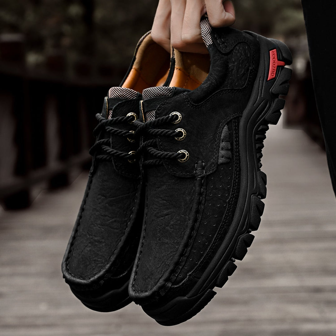 High-quality men's orthopedic leather boots, comfort technology, easy lacing