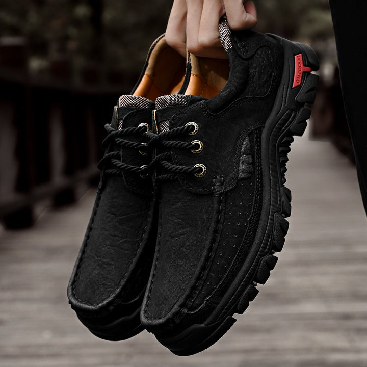High-quality men's orthopedic leather boots, comfort technology, easy lacing