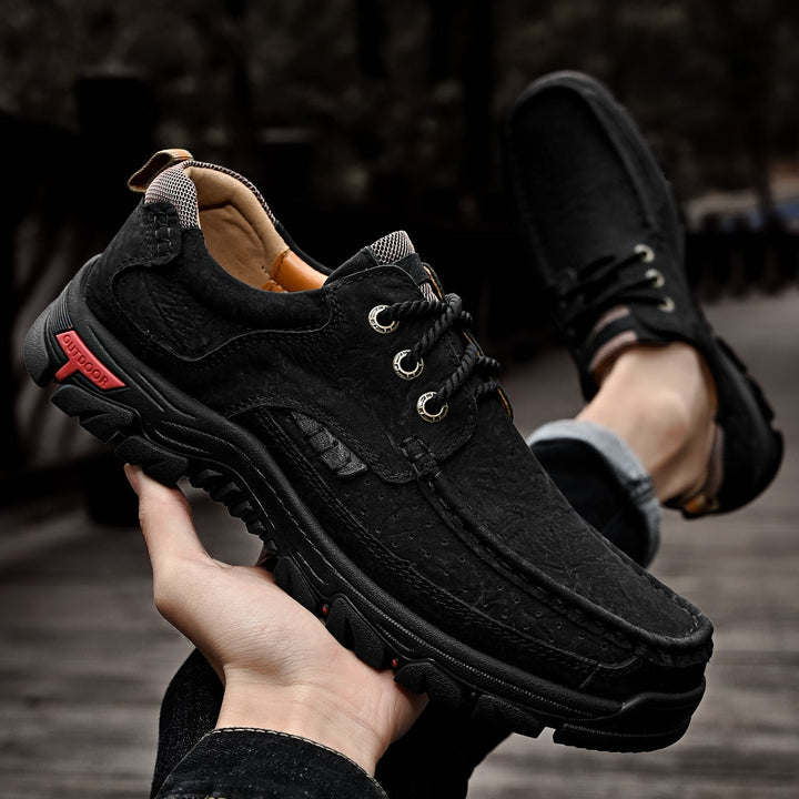 Comfortable men's lace-up boots, orthopedic design, ergonomic footbed