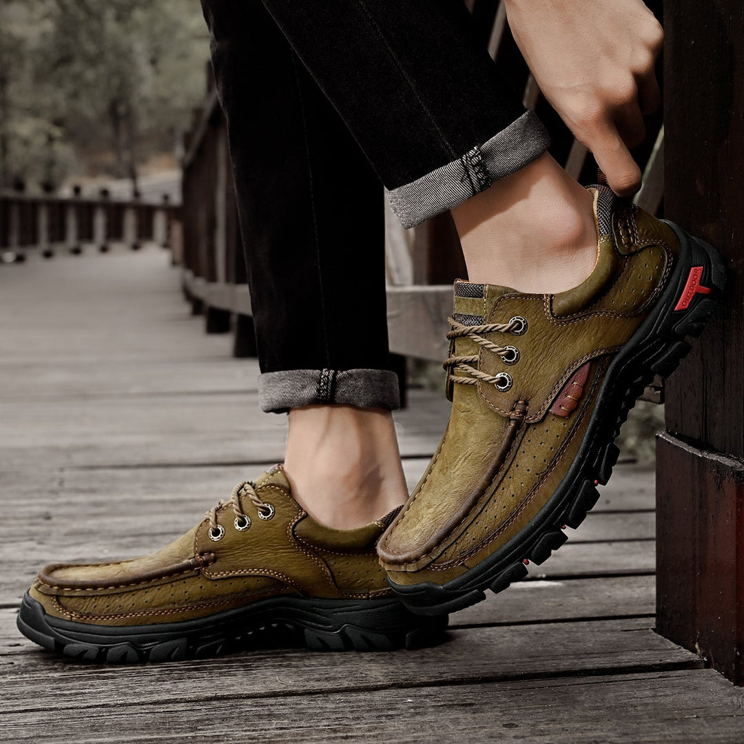 Men's black orthopedic lace-up boots, understated elegance, extreme comfort