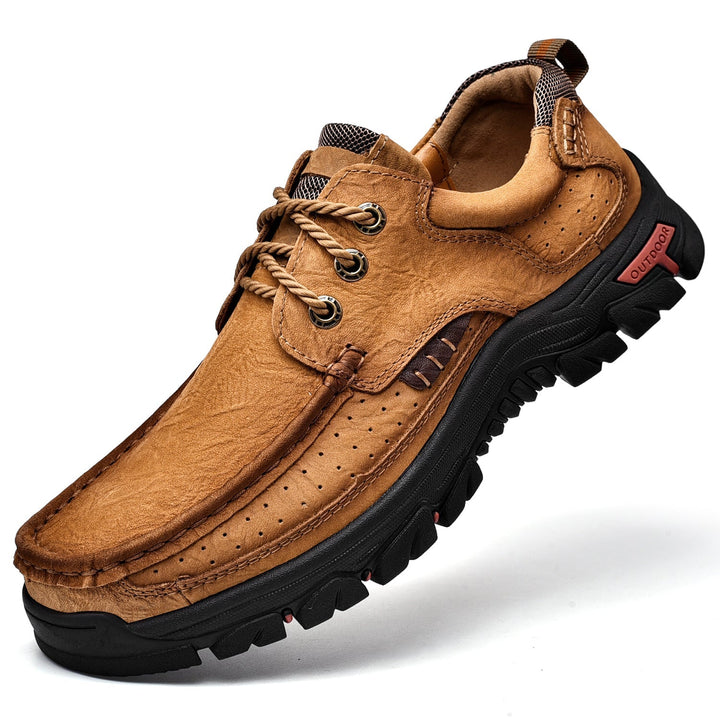 Durable men's orthopedic leather footwear, comfortable lace-up design, robust