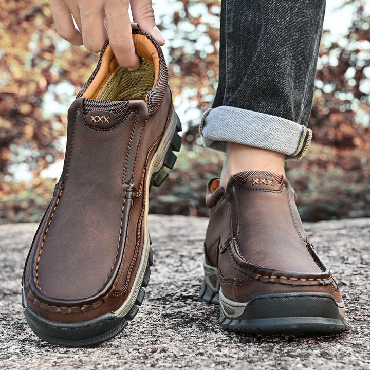 Anti-slip men's leather boots, orthopedic, provides comfort and support for all-day wear