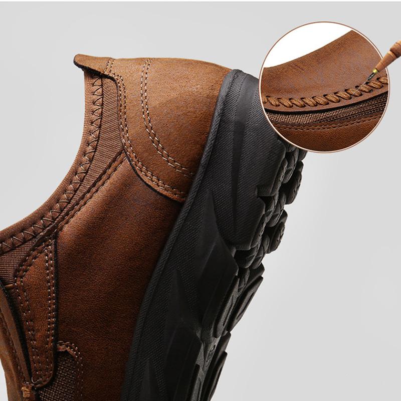 Ergonomic design of men's orthopedic leather shoes, side profile