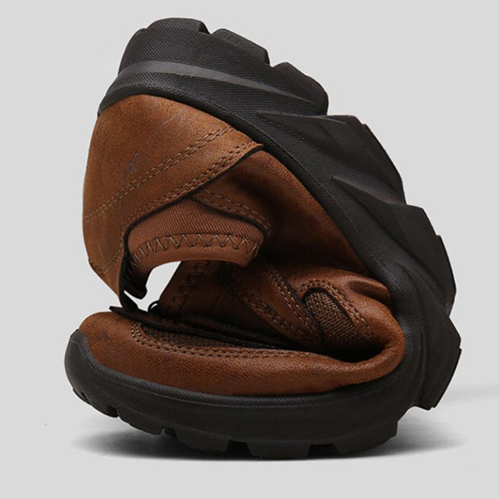 Men's leather casual shoe with anti-slip sole for safe walking