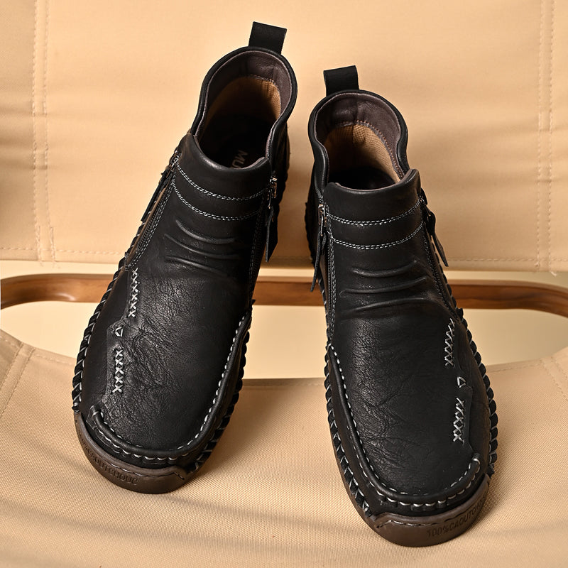 Men's orthopedic boots, black, with a practical zipper closure, ensures posture correction