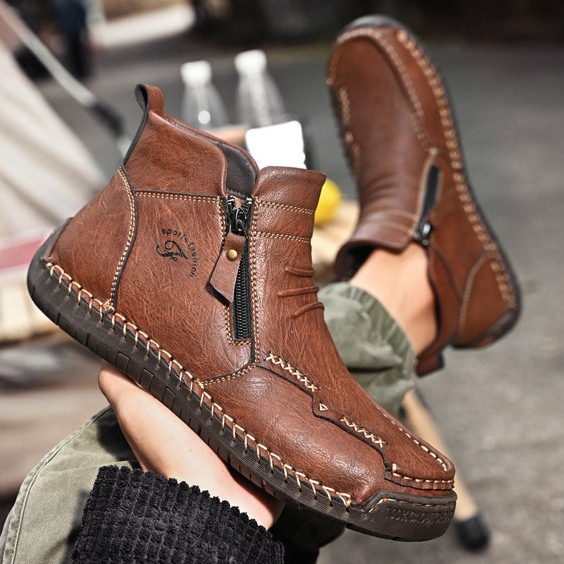 Men's orthopedic zipper boots, tan, perfect blend of casual style and foot comfort