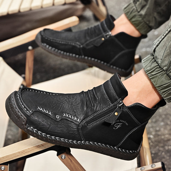 Men's orthopedic boots, black, with a sophisticated zipper and orthotic friendly design