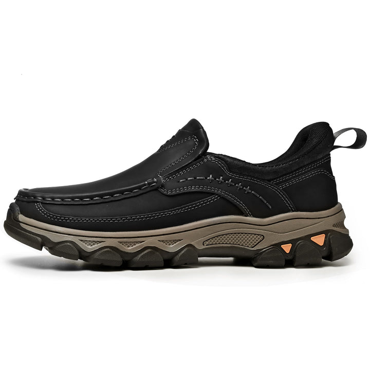 Men's comfortable orthopedic leather walking shoes with a convenient slip-on closure