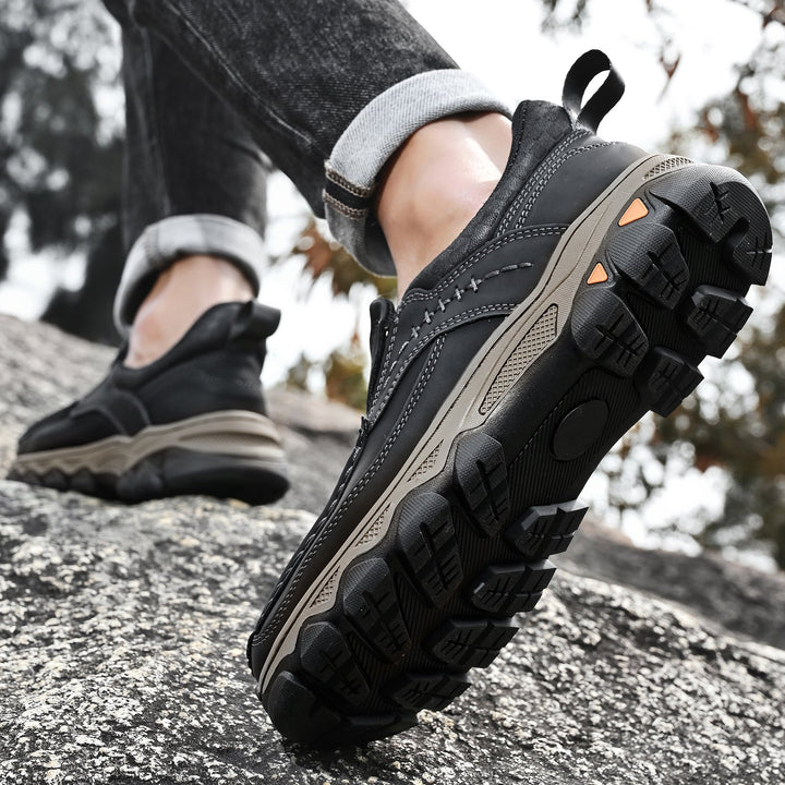Men's orthopedic slip-on leather shoes with excellent arch support for comfortable walking